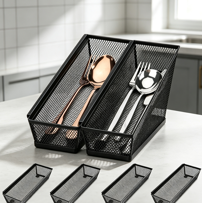 Set of Six Interlocking Utensil Trays