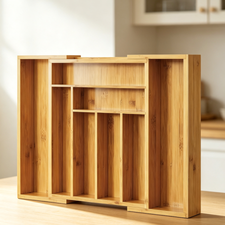 Adjustable Bamboo Utensil Tray for Cutlery