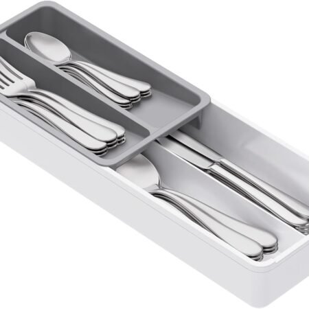 Compact Narrow Plastic Cutlery Tray for Drawer