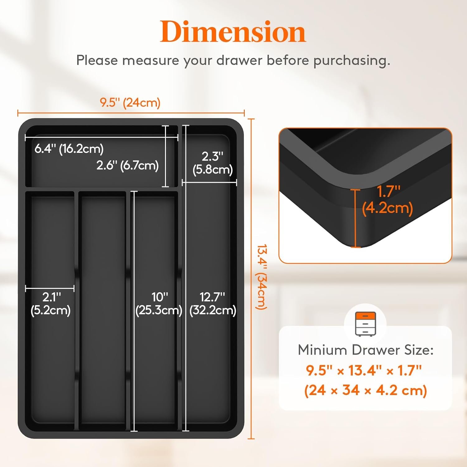 Black Plastic Cutlery Tray with 5 Slots - Image 2