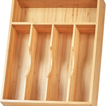 Bamboo Extra Deep Cutlery Tray with Non-slip Feet