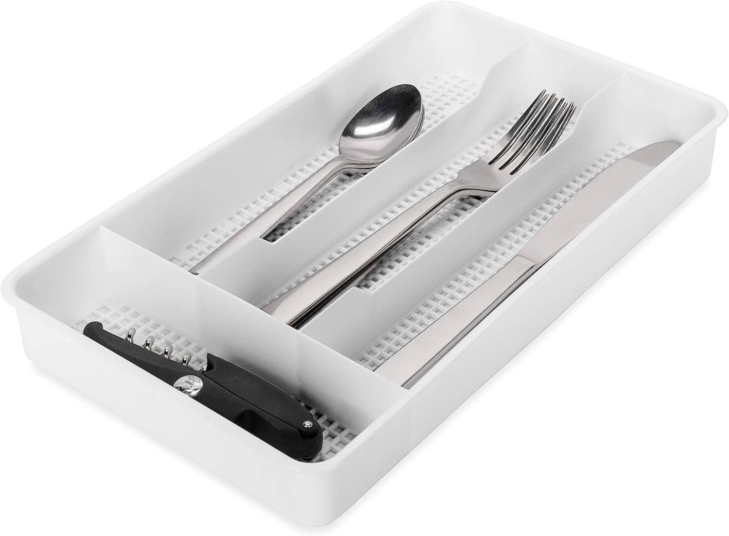 Compact White Cutlery Tray for Small Drawers - Image 2
