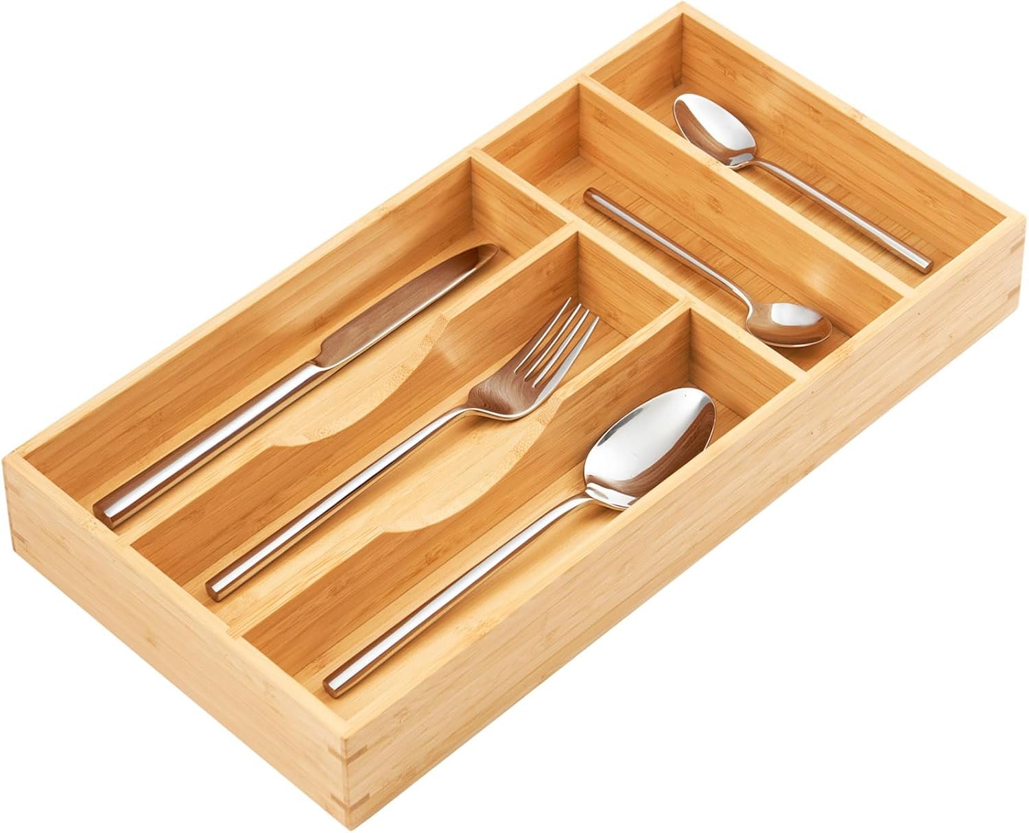 Bamboo Cutlery Caddy for Small Drawer