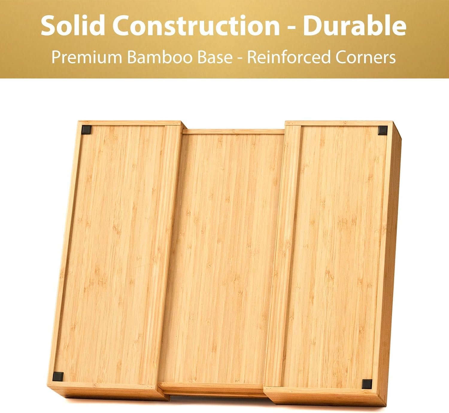 Large Bamboo Cutlery Tray with High Dividers - Image 2