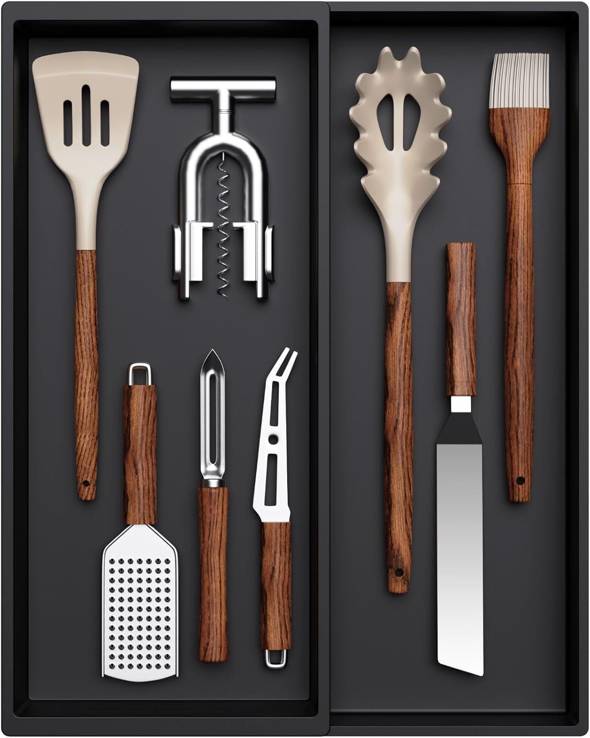 Black Plastic Utensil Tray Expandable for Spatulas