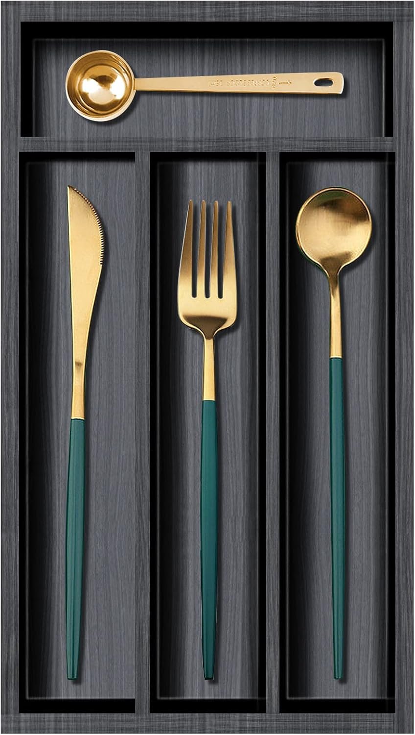 Narrow Bamboo Cutlery Tray with Black Finish