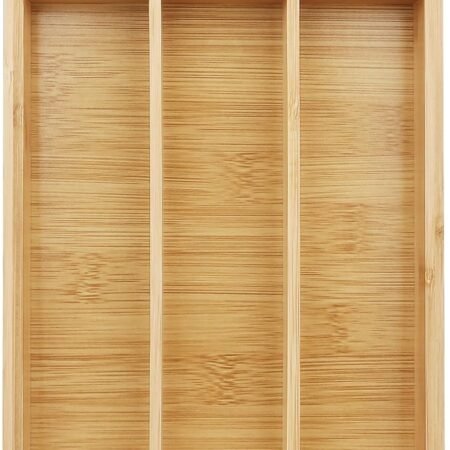 Small Bamboo Flatware Tray with Grooved Dividers