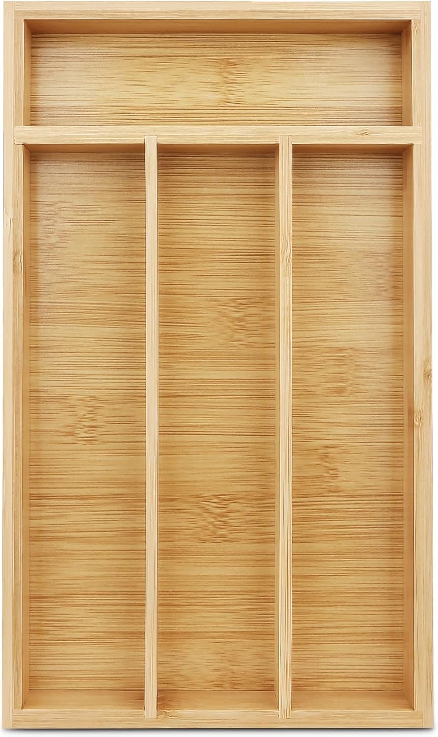 Small Bamboo Flatware Tray with Grooved Dividers