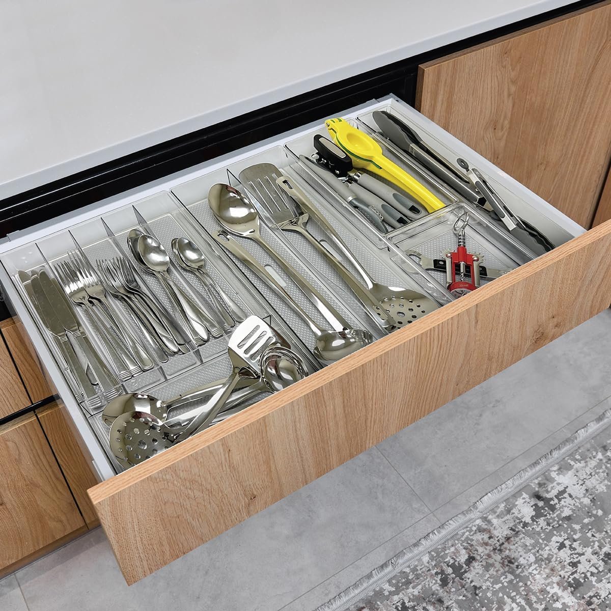 Clear Plastic Cutlery Tray with 6 Compartments - Image 2