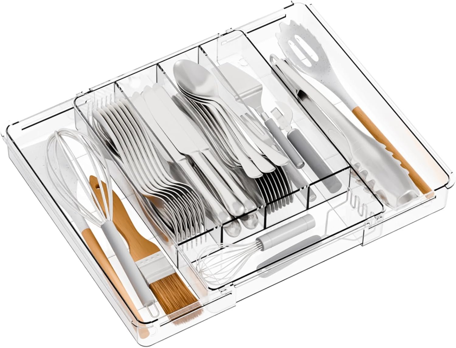 Acrylic Expandable Cutlery Tray for Forks Spoons