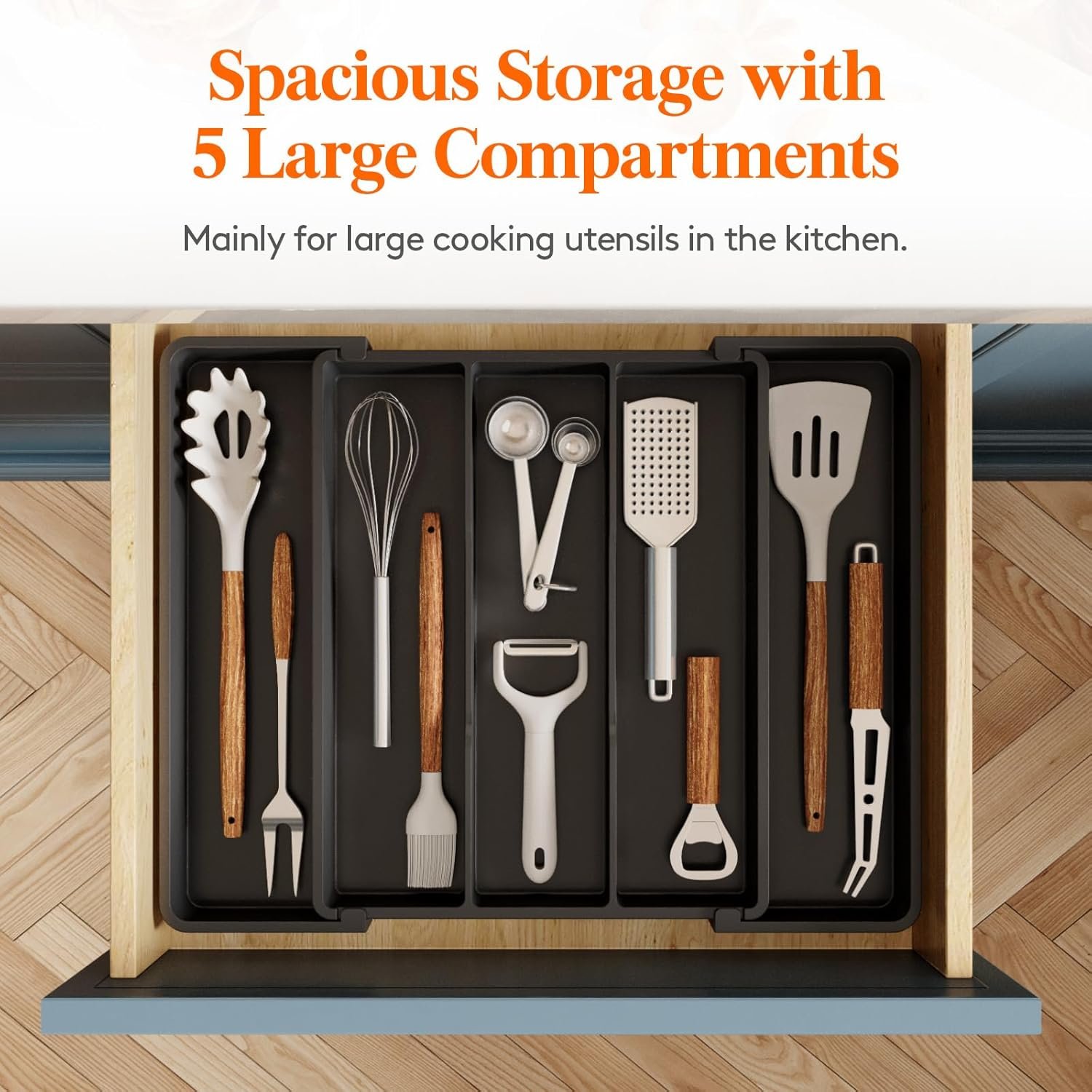 Expandable Plastic Utensil Tray for Spatulas and Cutlery - Image 2