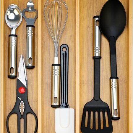 Large Expandable Bamboo Cutlery Tray for Utensils