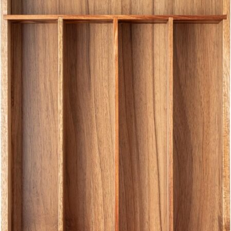 Acacia Wood Cutlery Tray with 5 Slots