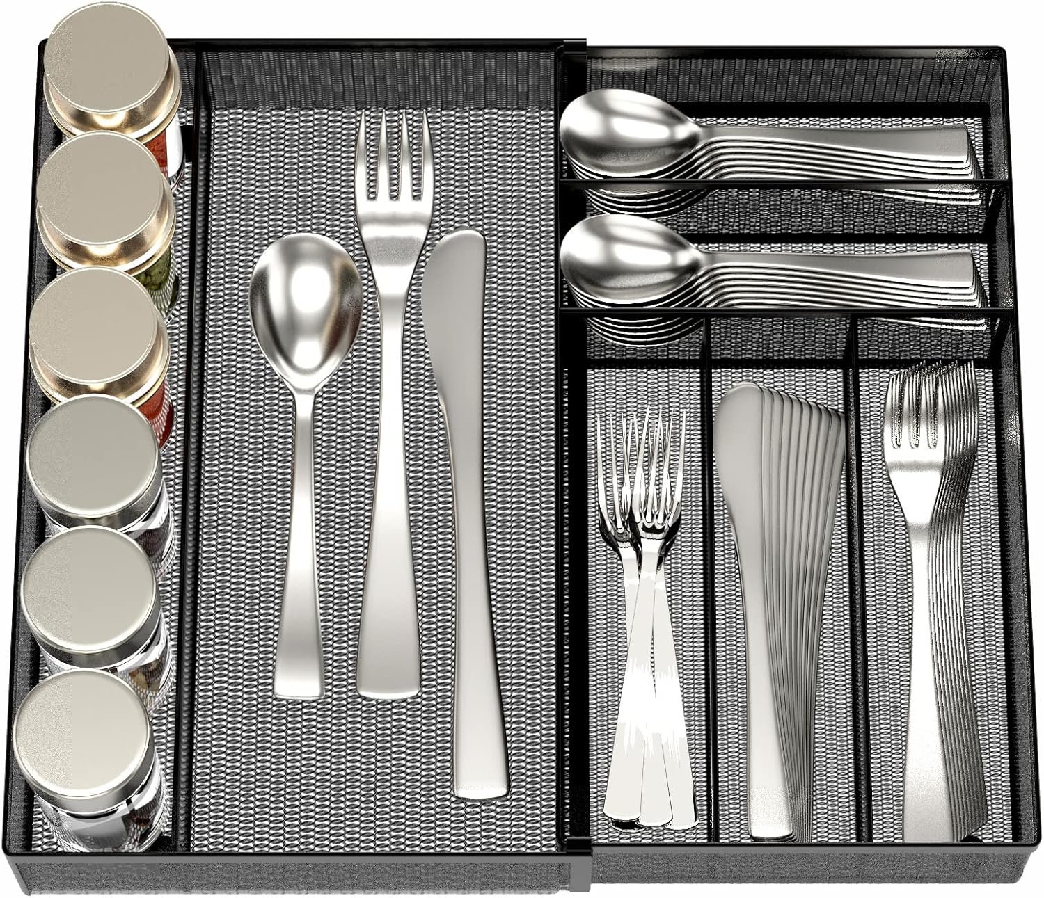 Expandable Mesh Cutlery Tray with Rubber Feet